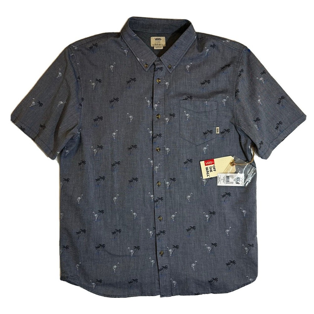 VANS Mens XL Short Sleeve Button Up Classic Fit Shirt NWT